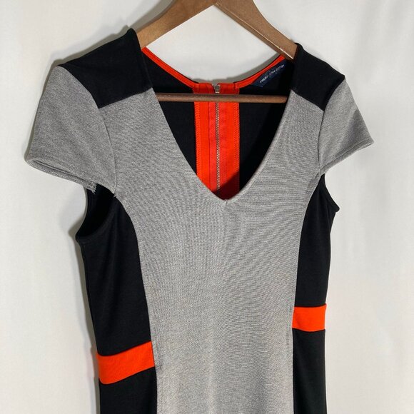 French Connection Manhattan Cap Sleeve Block Bodycon Knee Length Dress - Picture 7 of 9